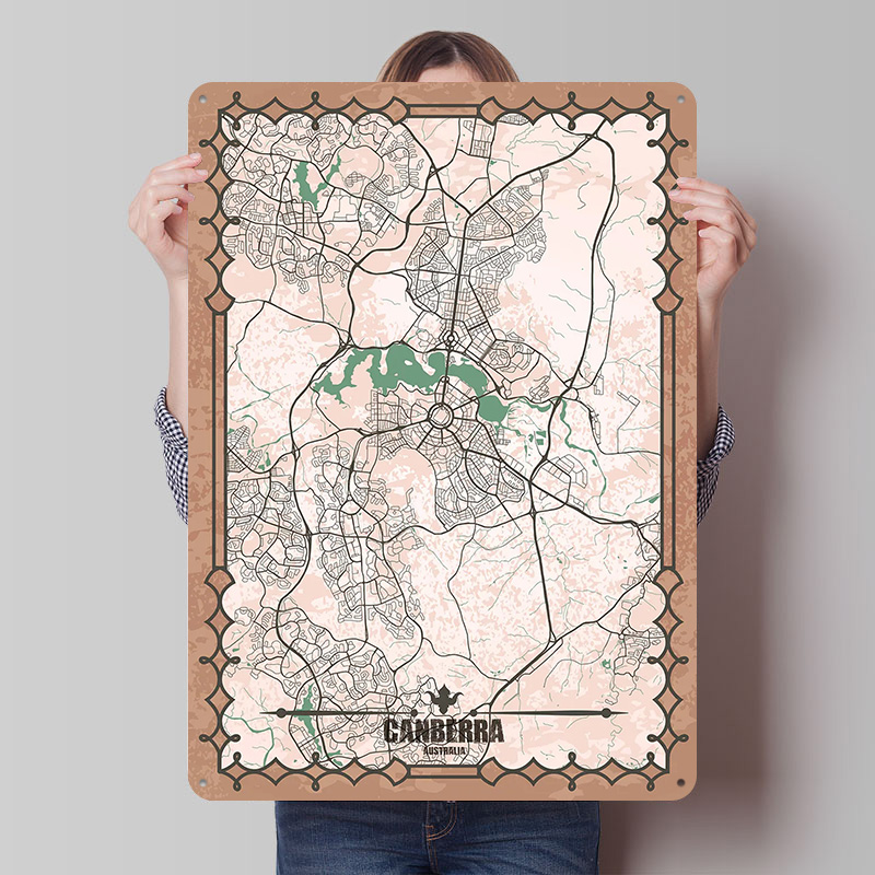 Canberra Vintage & Collectible Centre Reviews - Canberra City Map Tinplate Poster Custom