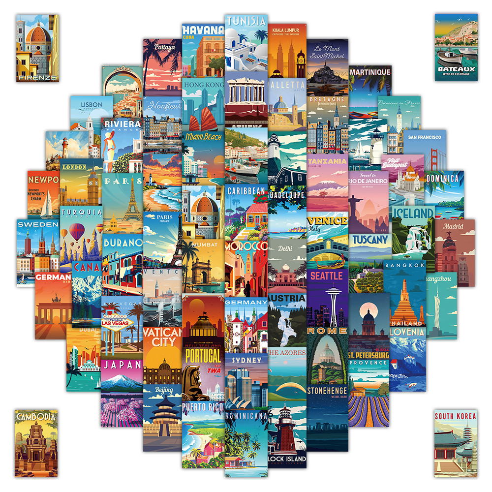 Vintage And Collectible Stores - 108 Pcs Scenic Landscape Stamps -