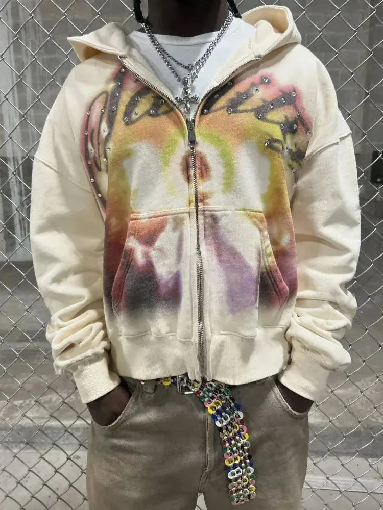 Vintage Zip Hoodie - American Retro Autumn And Winter High