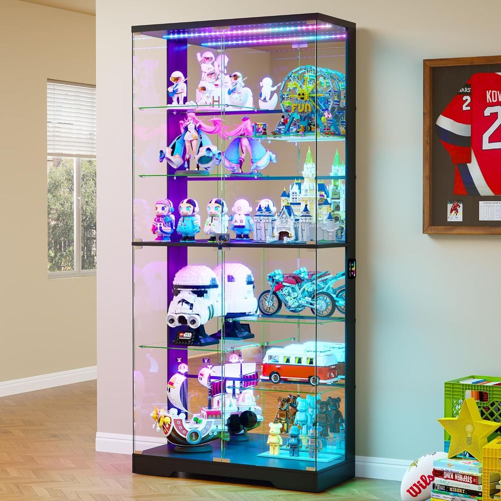 Collectible & Vintage Dolls For Halloween - 10-Tier Lockable Glass Display Cabinet with