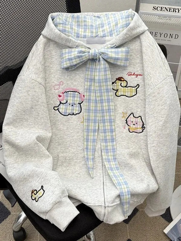 Vintage Zip Hoodie - Fall Cartoon Cute Hoodies Women Vintage