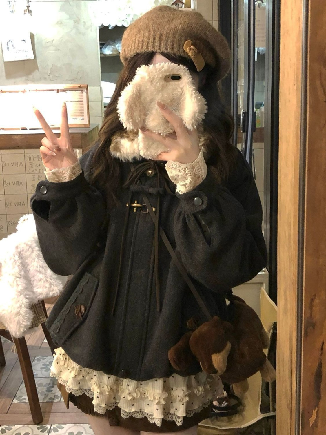Vintage Zip Hoodie - American Vintage Faux Fur Wool Zipper