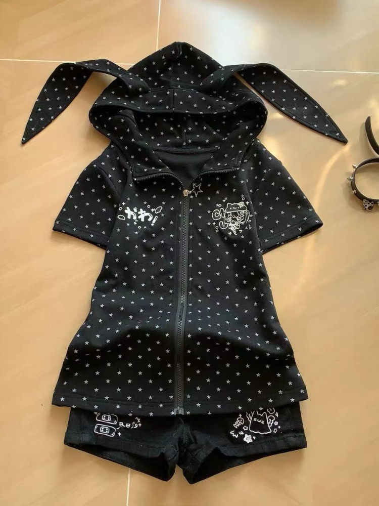 Japanese Star Print Rabbit's E - Vintage Zip Hoodie incelemesi ve fiyatı