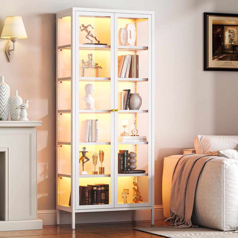 67 6-Tier Glass Curio Cabinet  - Collectible & Vintage Dolls For Halloween incelemesi ve fiyatı