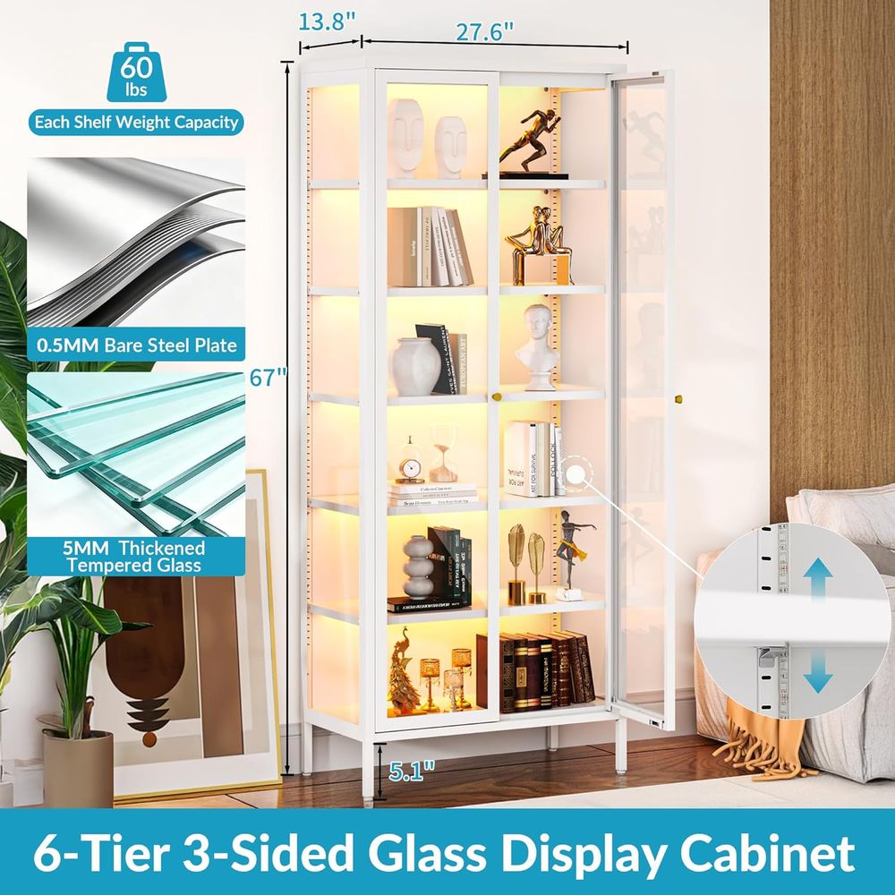 67 6-Tier Glass Curio Cabinet  - Collectible & Vintage Dolls For Halloween incelemesi ve fiyatı