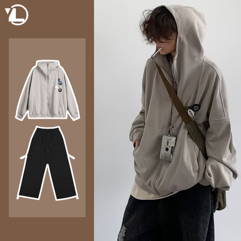 Autumn College Casual Set Men  - Vintage Zip Hoodie incelemesi ve fiyatı