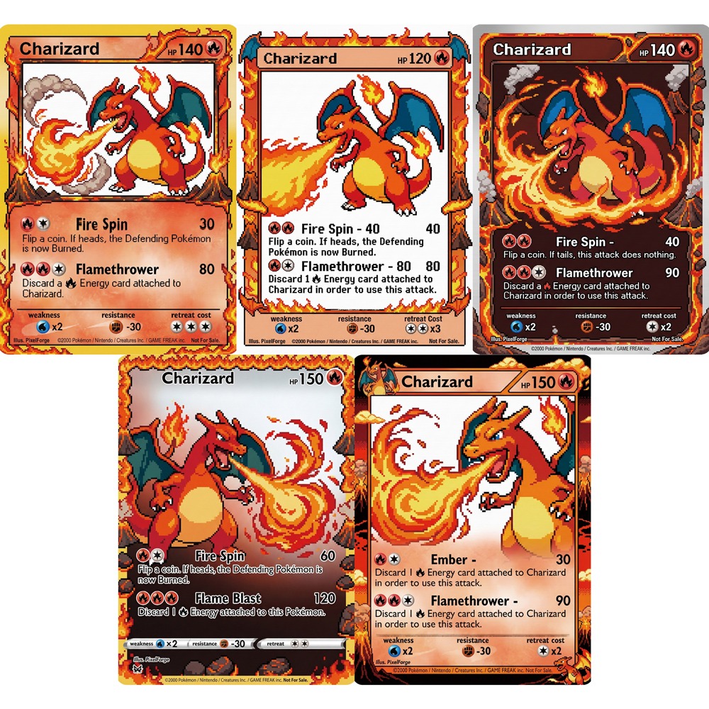 5Pcs Pokemon Cards Charizard G - Vintage Game Collection incelemesi ve fiyatı