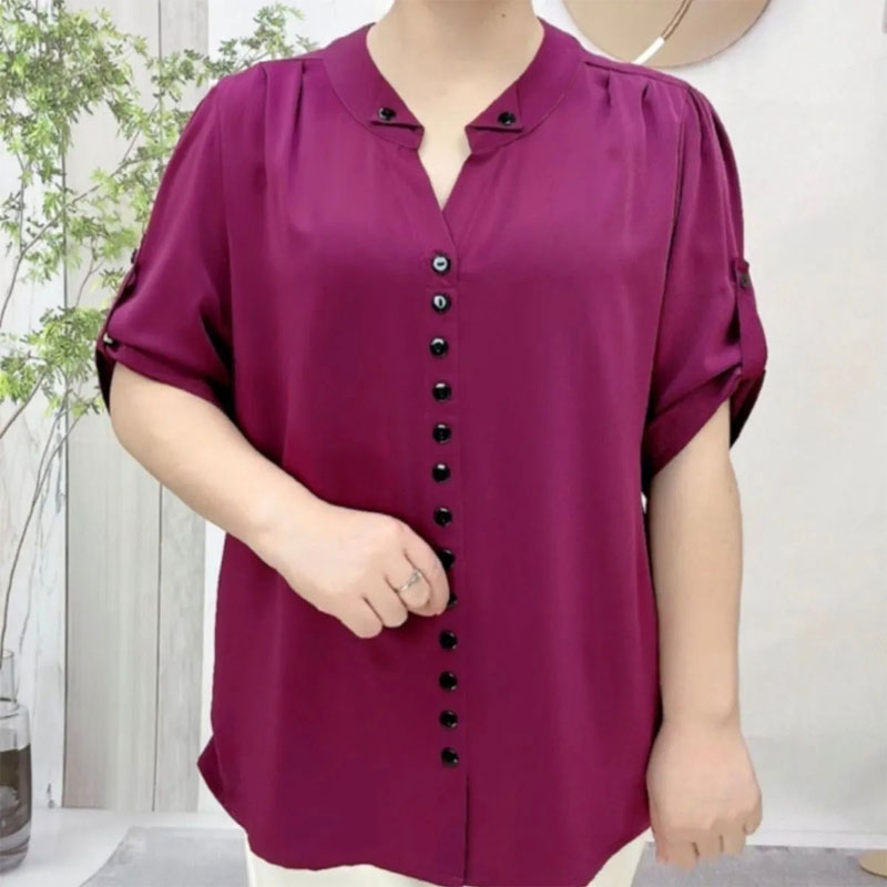 Basic Loose V-Neck Blouse Comm - Vintage Collectible Buttons incelemesi ve fiyatı