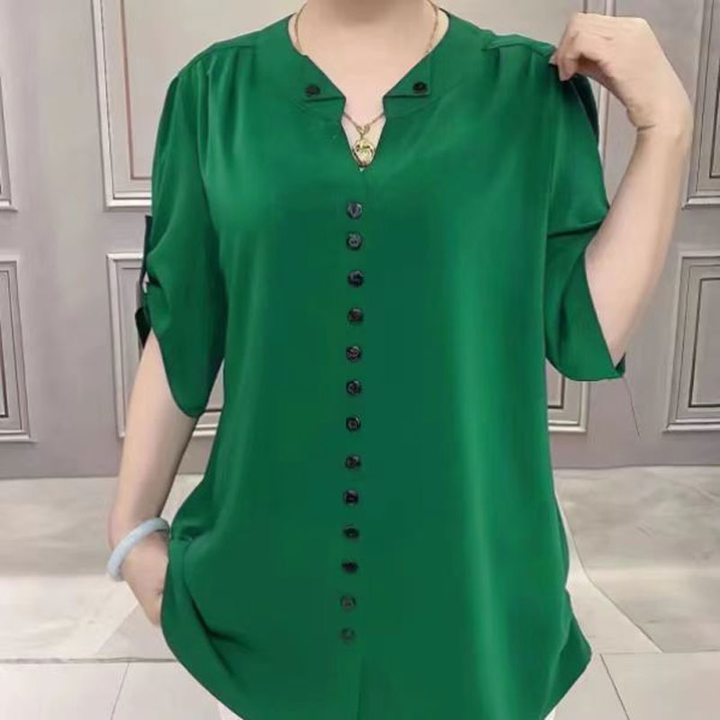 Basic Loose V-Neck Blouse Comm - Vintage Collectible Buttons incelemesi ve fiyatı