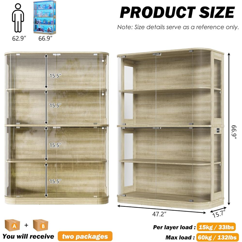 47.2 Glass-Door 4-Tier Display - Collectible & Vintage Dolls For Halloween incelemesi ve fiyatı
