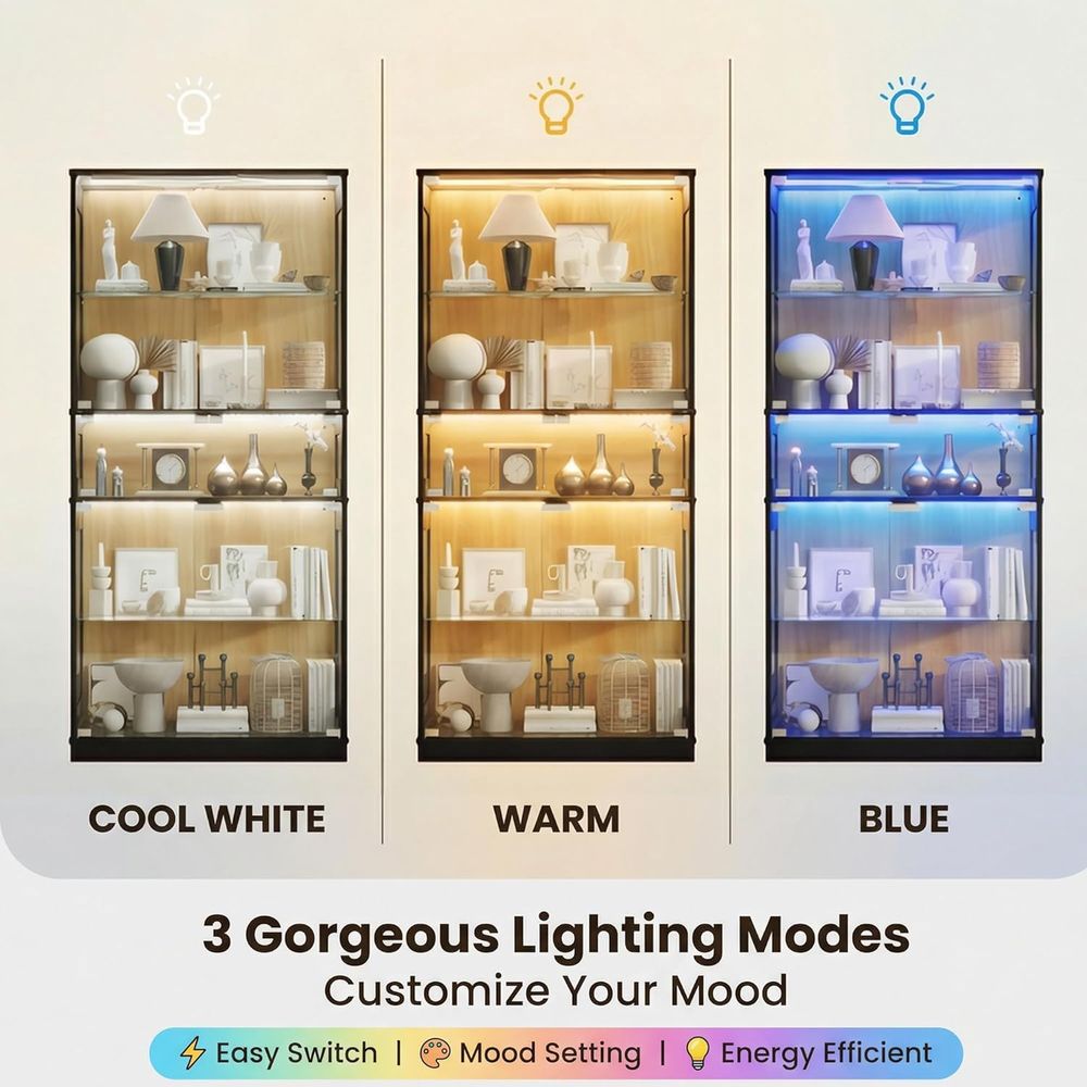 5-Shelf LED Lighted Glass Disp - Collectible & Vintage Dolls For Halloween incelemesi ve fiyatı