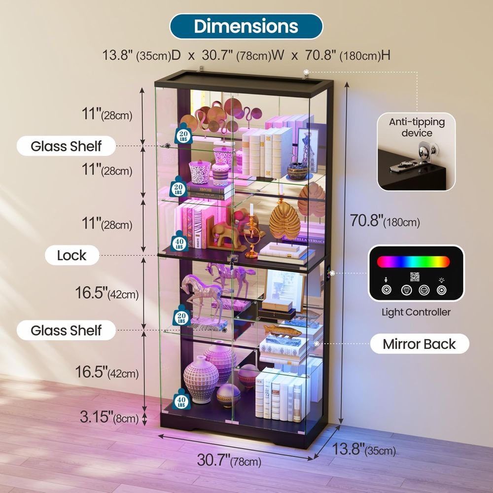 10-Tier Lockable Glass Display - Collectible & Vintage Dolls For Halloween incelemesi ve fiyatı