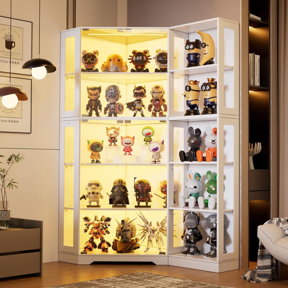 5-Tier Glass Display Cabinet w - Collectible & Vintage Dolls For Halloween incelemesi ve fiyatı
