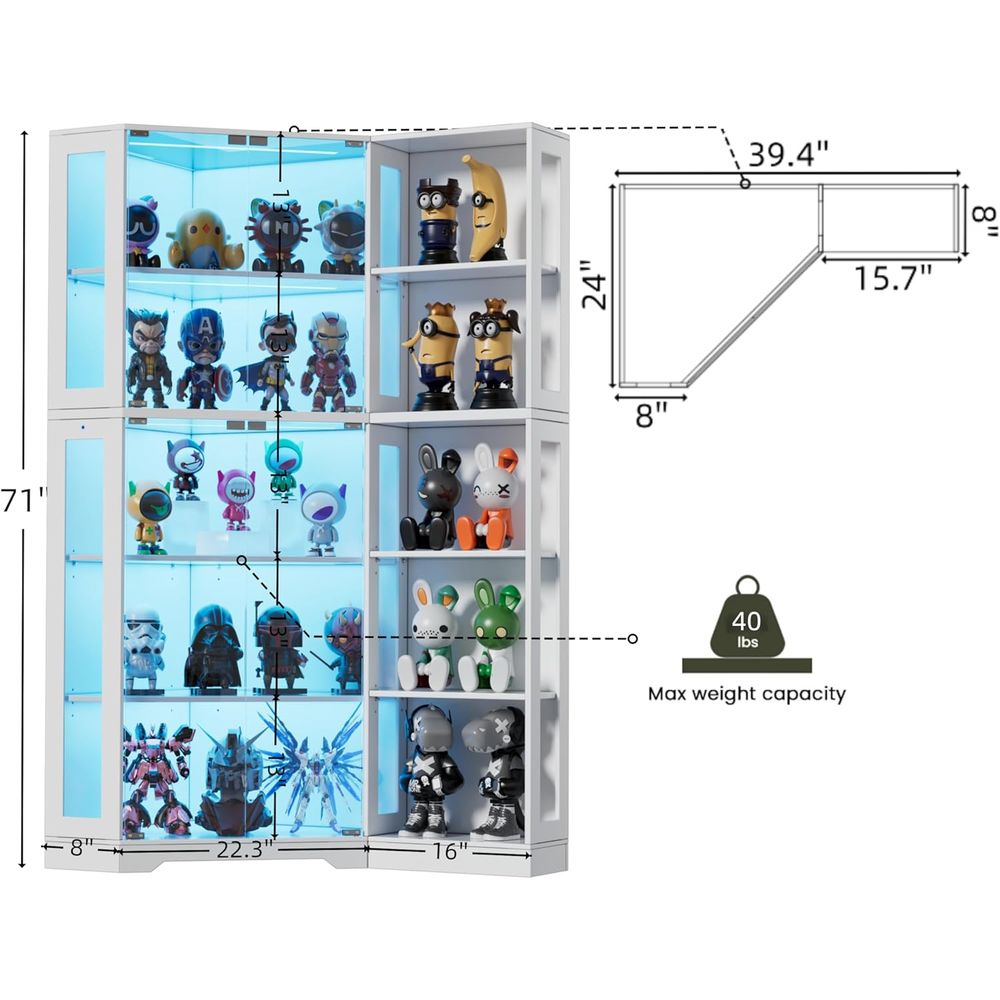 5-Tier Glass Display Cabinet w - Collectible & Vintage Dolls For Halloween incelemesi ve fiyatı