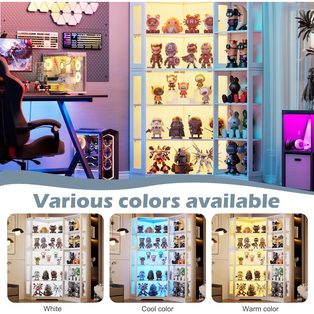5-Tier Glass Display Cabinet w - Collectible & Vintage Dolls For Halloween incelemesi ve fiyatı