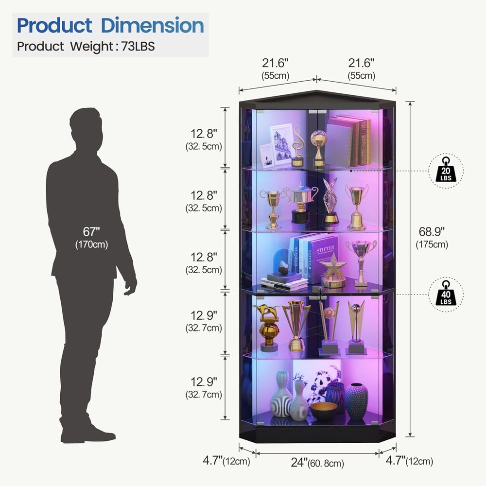 69 Black 5-Tier Glass Display  - Collectible & Vintage Dolls For Halloween incelemesi ve fiyatı