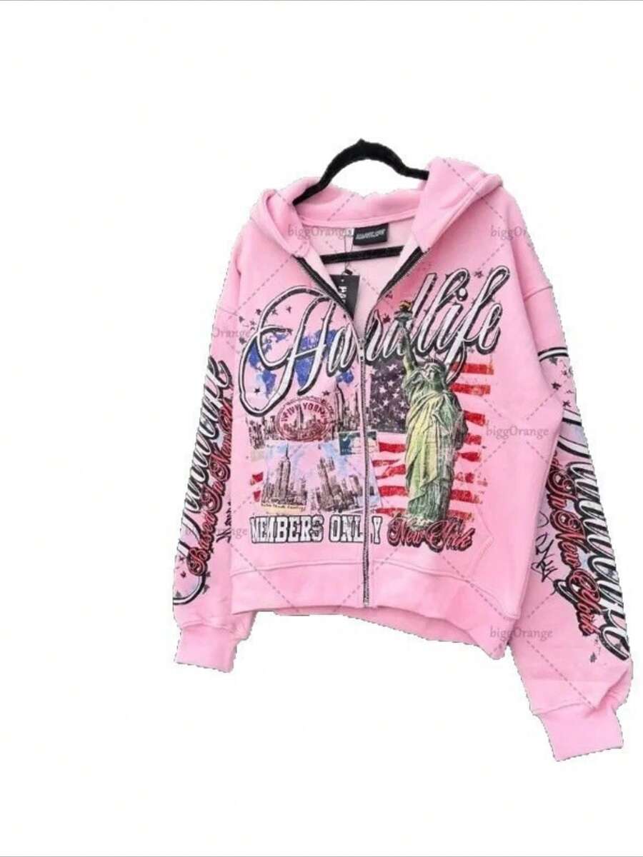 Pink Oversized Zip-Up Hoodie w - Vintage Zip Hoodie incelemesi ve fiyatı