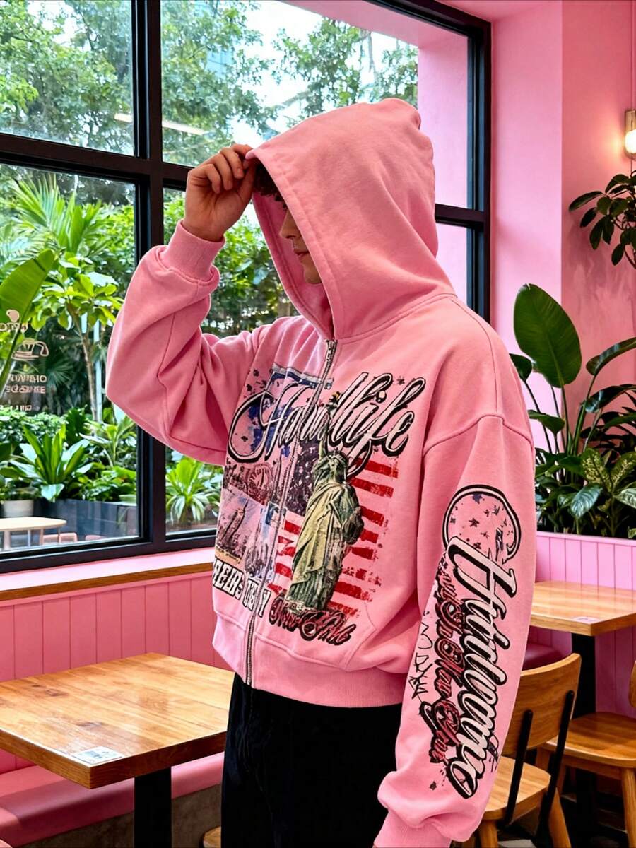 Pink Oversized Zip-Up Hoodie w - Vintage Zip Hoodie incelemesi ve fiyatı