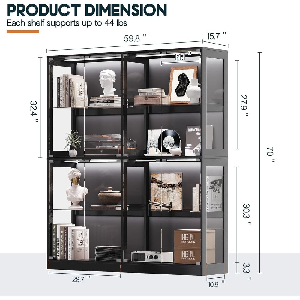 4-Tier LED-Lit Glass Shelf Cab - Collectible & Vintage Dolls For Halloween incelemesi ve fiyatı