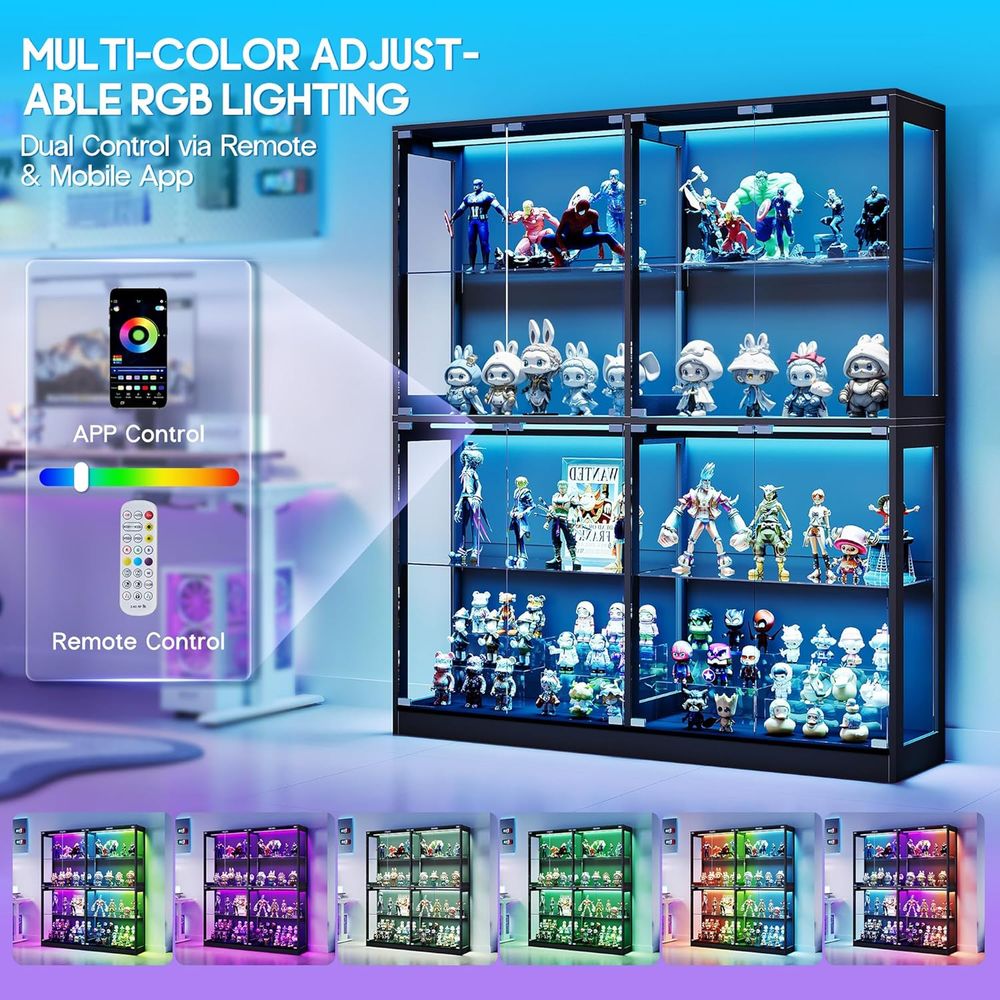 4-Tier LED-Lit Glass Shelf Cab - Collectible & Vintage Dolls For Halloween incelemesi ve fiyatı