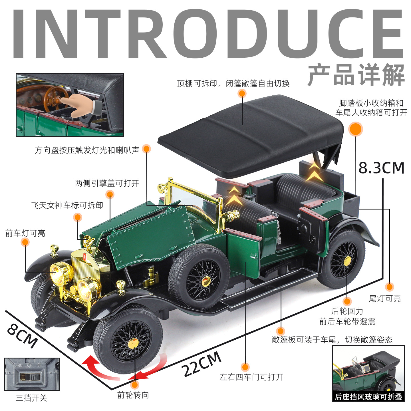 1:24 Rolls-Royce Phantom 1th 1 - Vintage Collectible Toy Cars incelemesi ve fiyatı