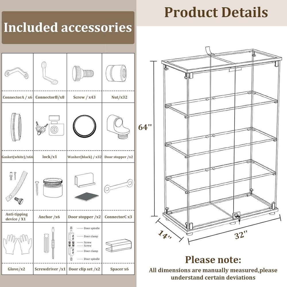 4-Tier Tempered Glass Curio Ca - Collectible & Vintage Dolls For Halloween incelemesi ve fiyatı