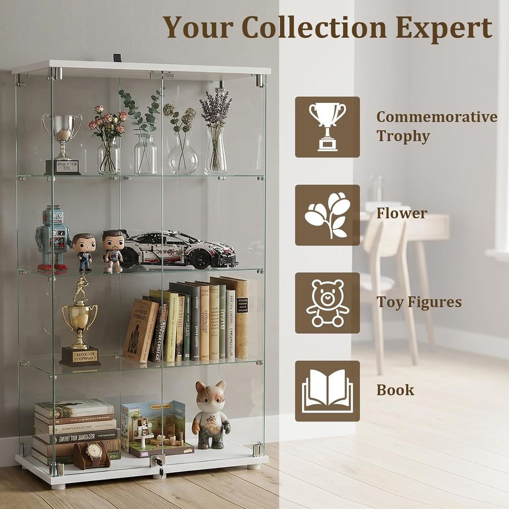 4-Tier Tempered Glass Curio Ca - Collectible & Vintage Dolls For Halloween incelemesi ve fiyatı