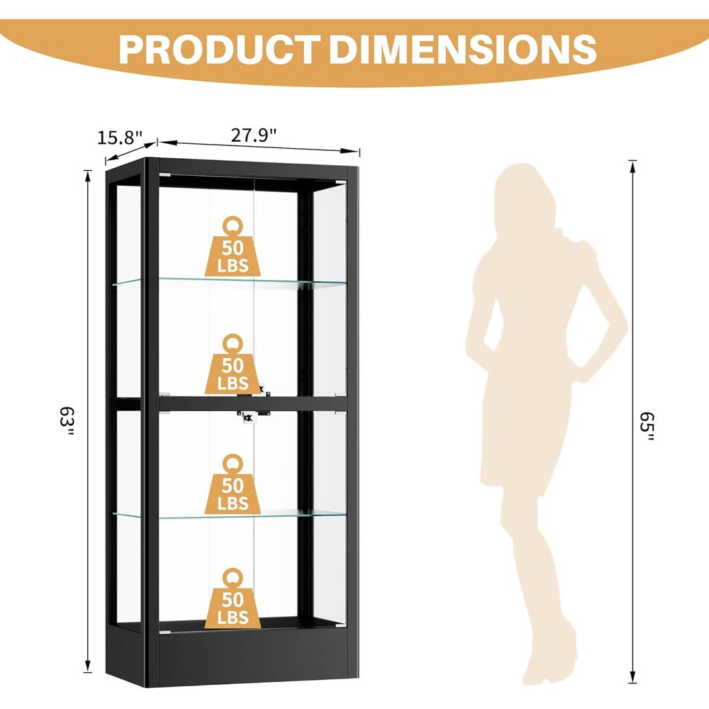 4-Sided Lockable Glass Display - Collectible & Vintage Dolls For Halloween incelemesi ve fiyatı