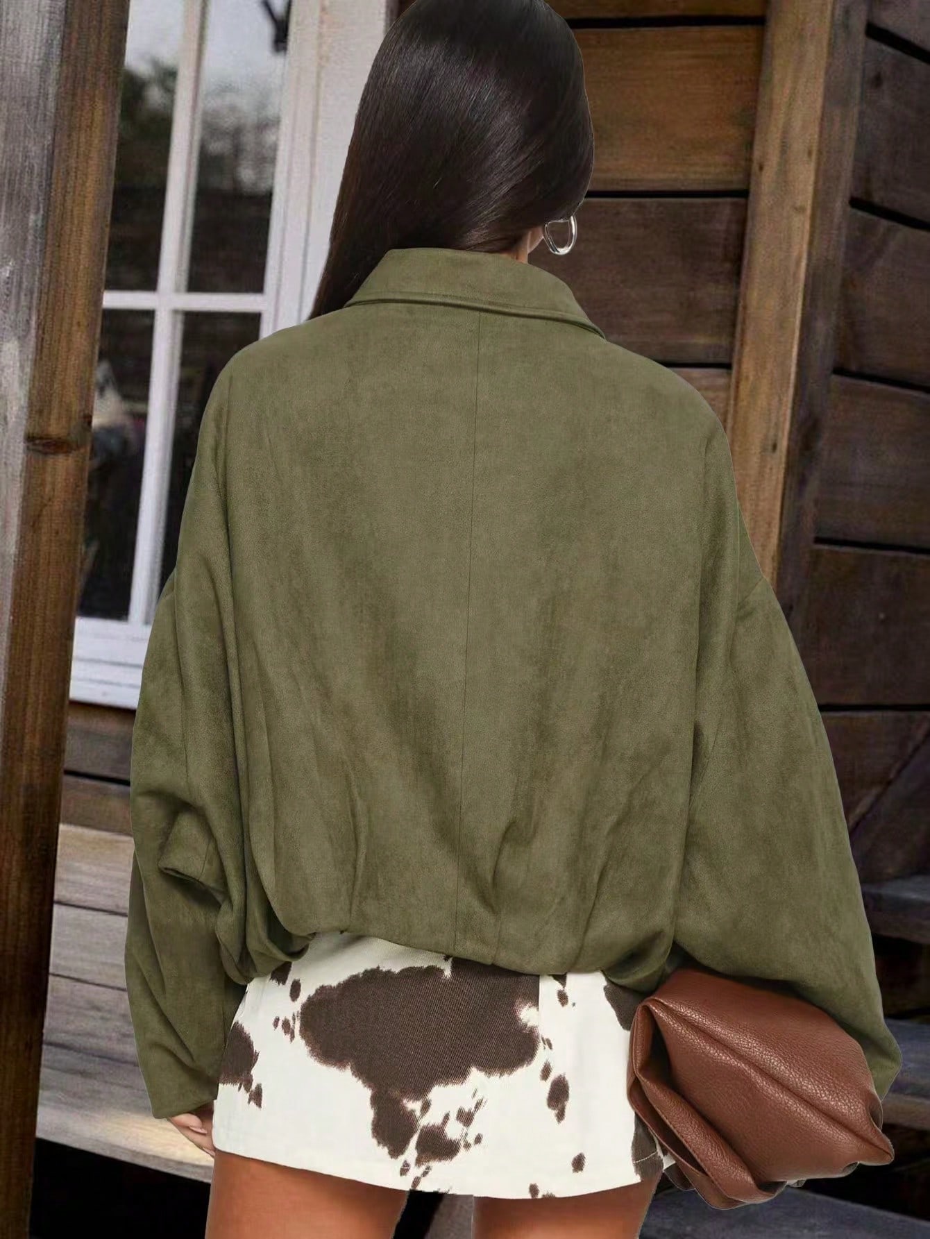 Olive Green Suede Bomber Jacke - Vintage Zipper incelemesi ve fiyatı