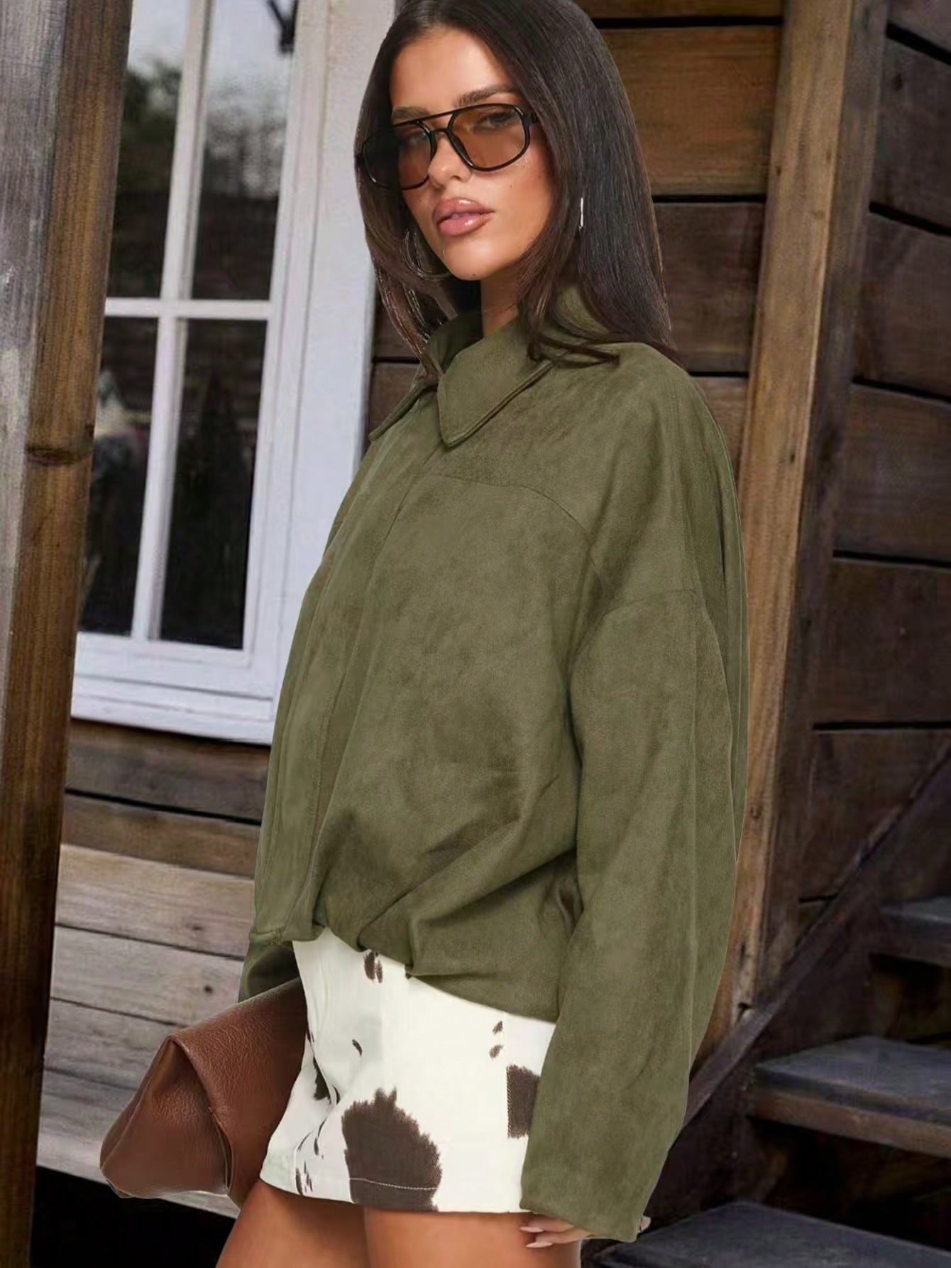 Olive Green Suede Bomber Jacke - Vintage Zipper incelemesi ve fiyatı