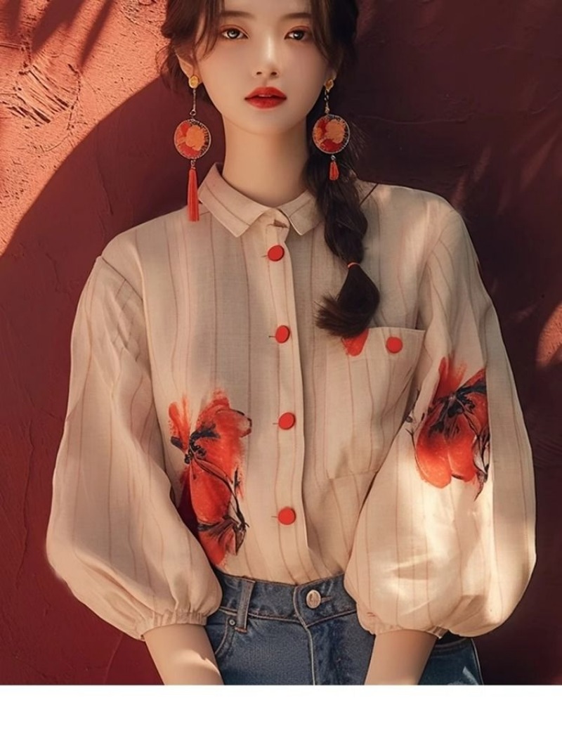 Vintage Women's Shirts Printed - Vintage Collectible Buttons incelemesi ve fiyatı
