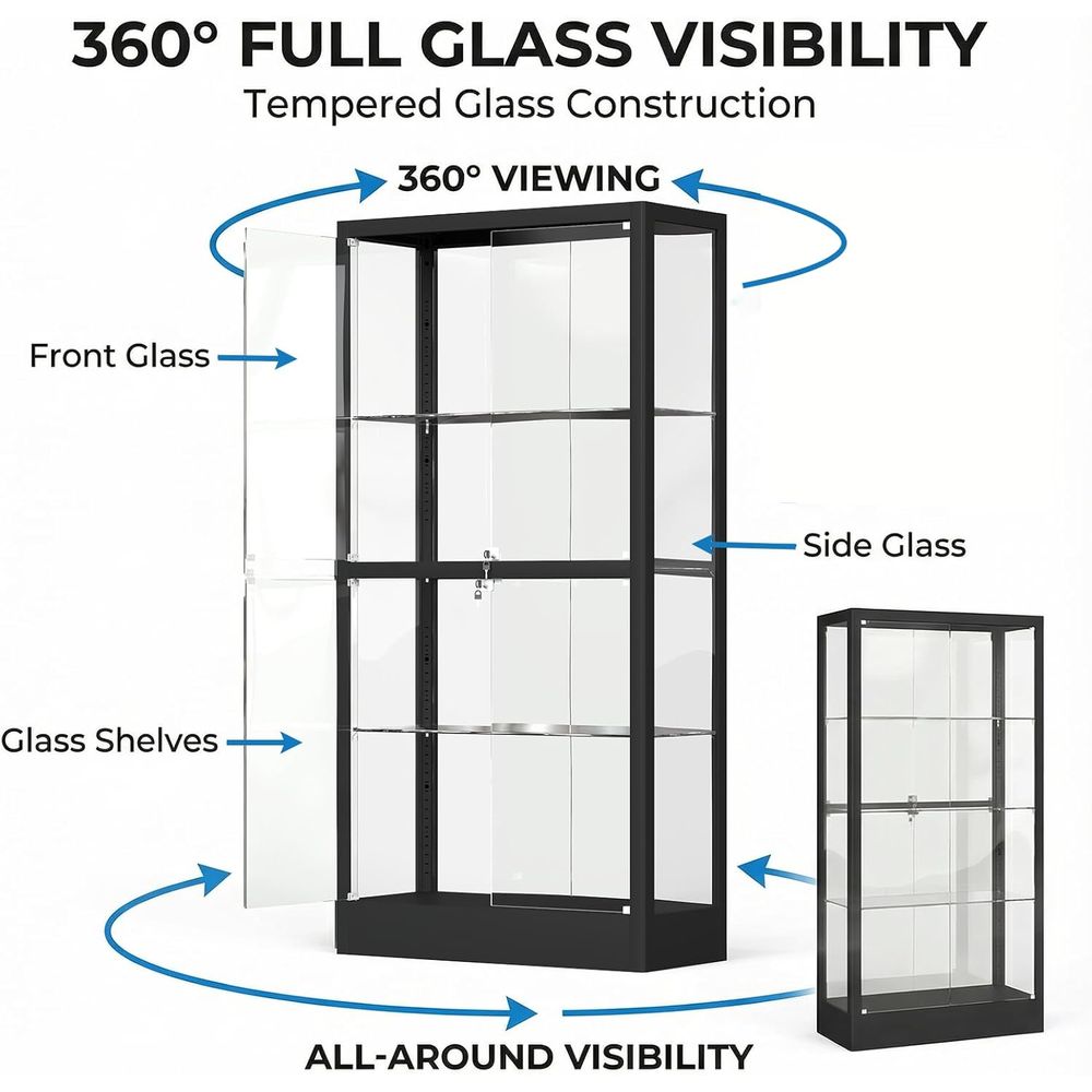 65 H 4-Tier Glass Display Cabi - Collectible & Vintage Dolls For Halloween incelemesi ve fiyatı