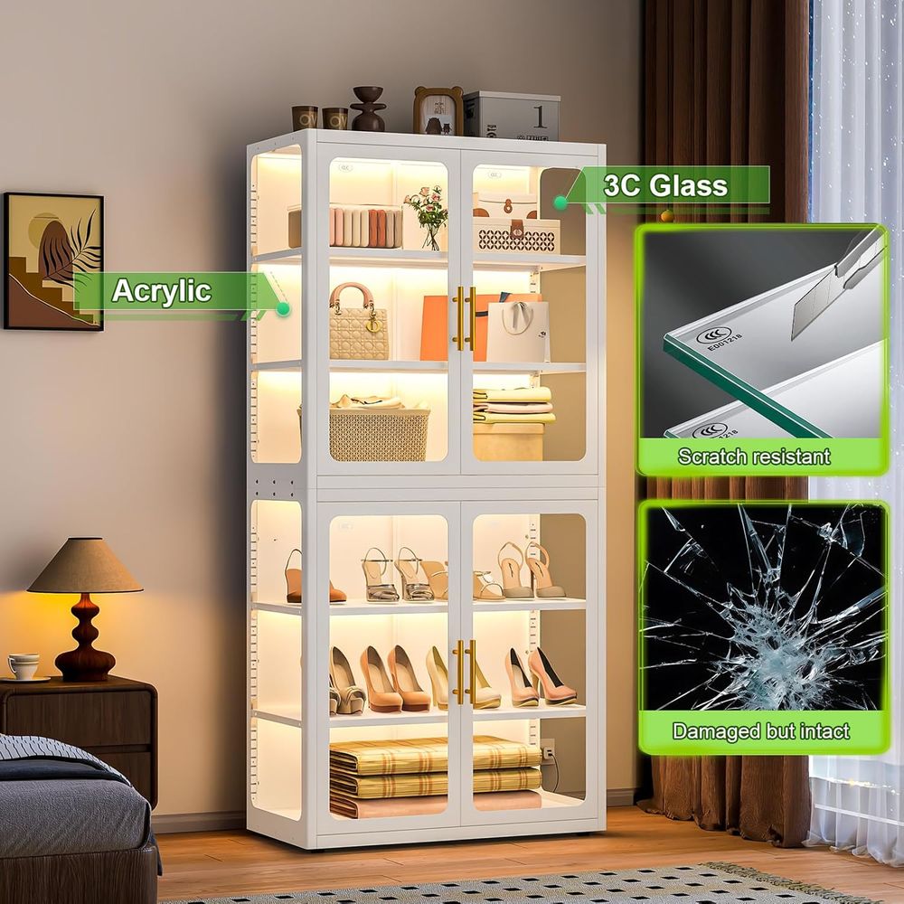 68 White Glass Display Cabinet - Collectible & Vintage Dolls For Halloween incelemesi ve fiyatı